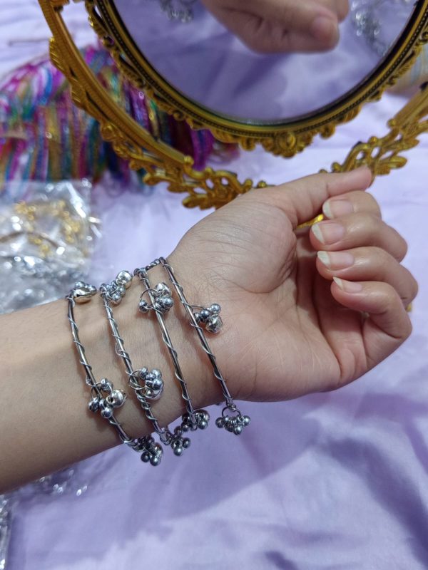 Kashmiri Ghungroo Bangles Silver Set