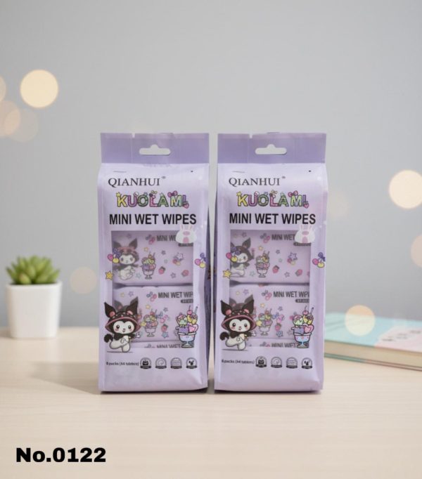 Kuromi Mini Wet Tissues, Pack Of 8 Cute Soft Wipes