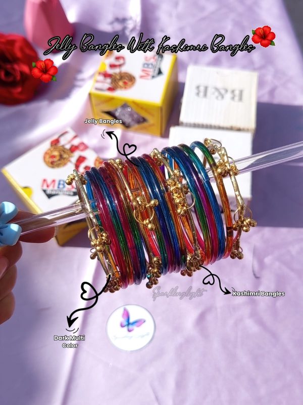 Original Jelly Bangle With Kashimri Bangle | Dark Multi Color | 2.6 size