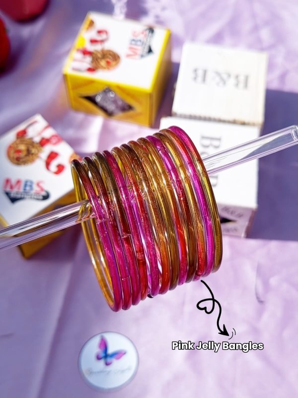 Jelly Bangle | Pink Multi Color | High Quality Of Jelly Bangles