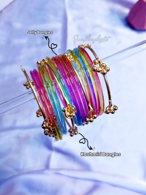 Jelly Bangle With Kashimri Bangle | Light Pastel Color | 2.6 size