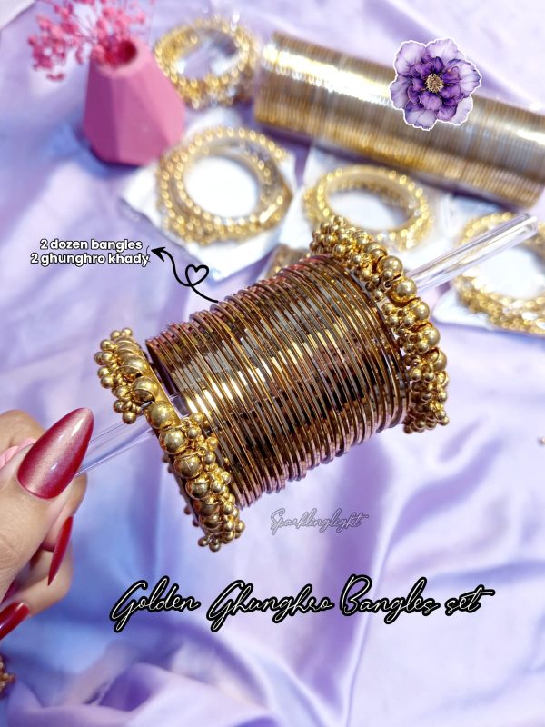 Golden Ghunghro Bangle Set