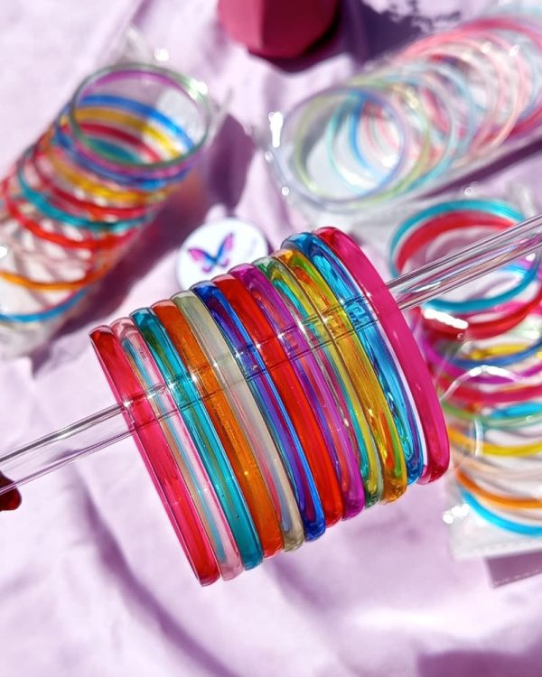 Jelly Plastic Bangles In Multi Color-2.6 size