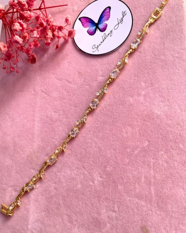 Golden with White Crystal Tulip Bracelet